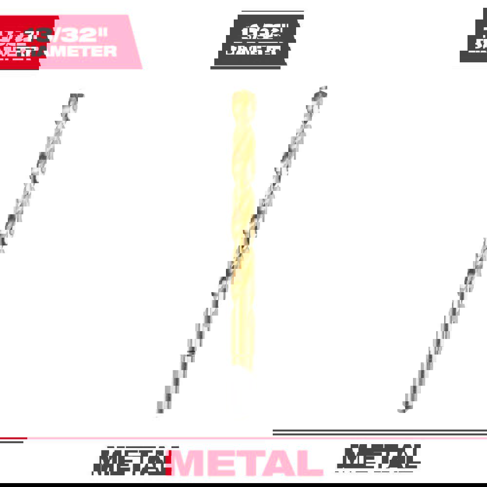 Jobber Length Drill Bits; Drill Bit Size (Inch): 13/32 ; Drill Bit Material: High Speed Steel ; Drill Point Angle (Degrees): 135 ; Coating/Finish: Titanium Nitride ; Flute Type: Parabolic ; Cutting Direction: Right Hand